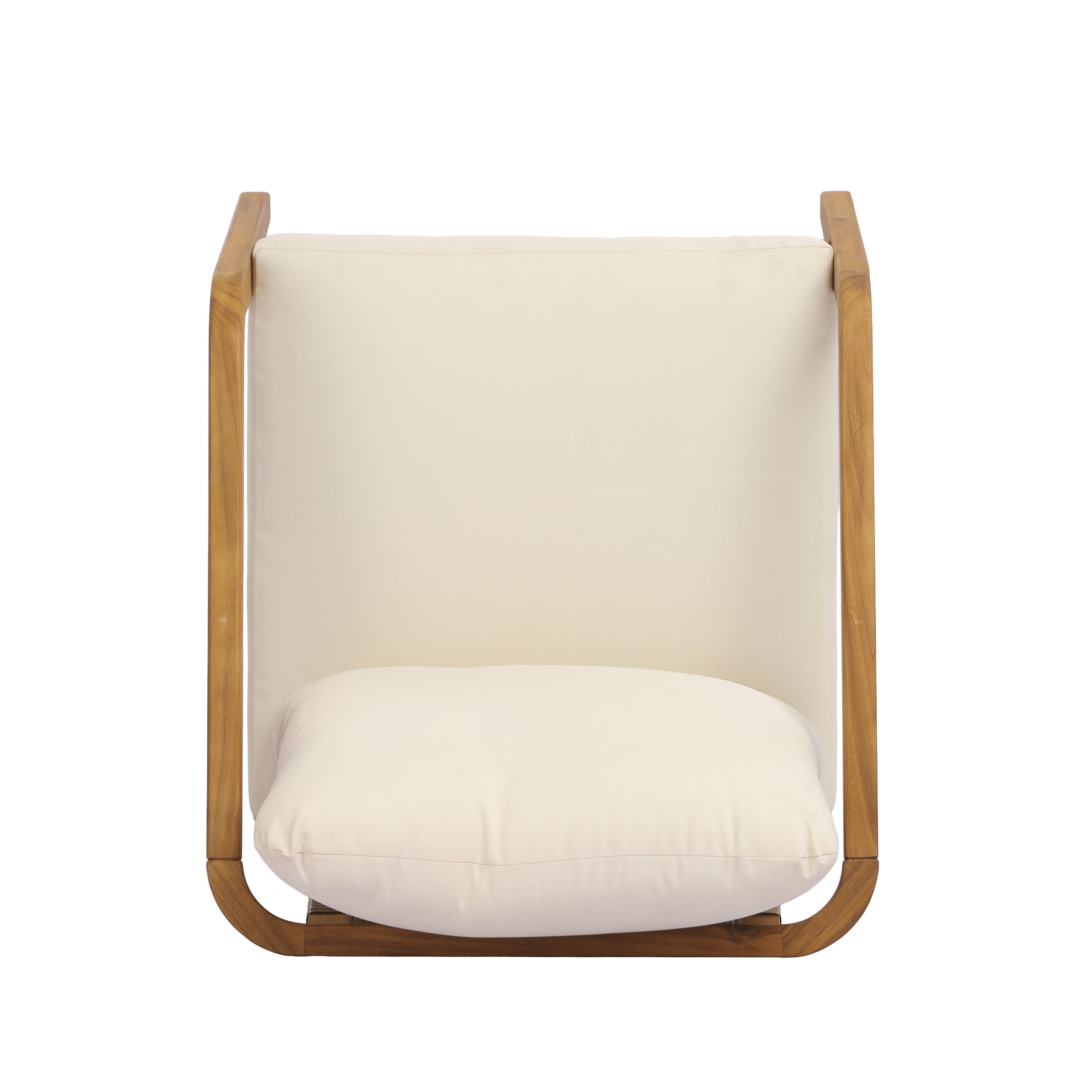 Acacia Wood Outdoor Patio Club Chair with PE Wicker Backrest & Cushions (Set of 2)