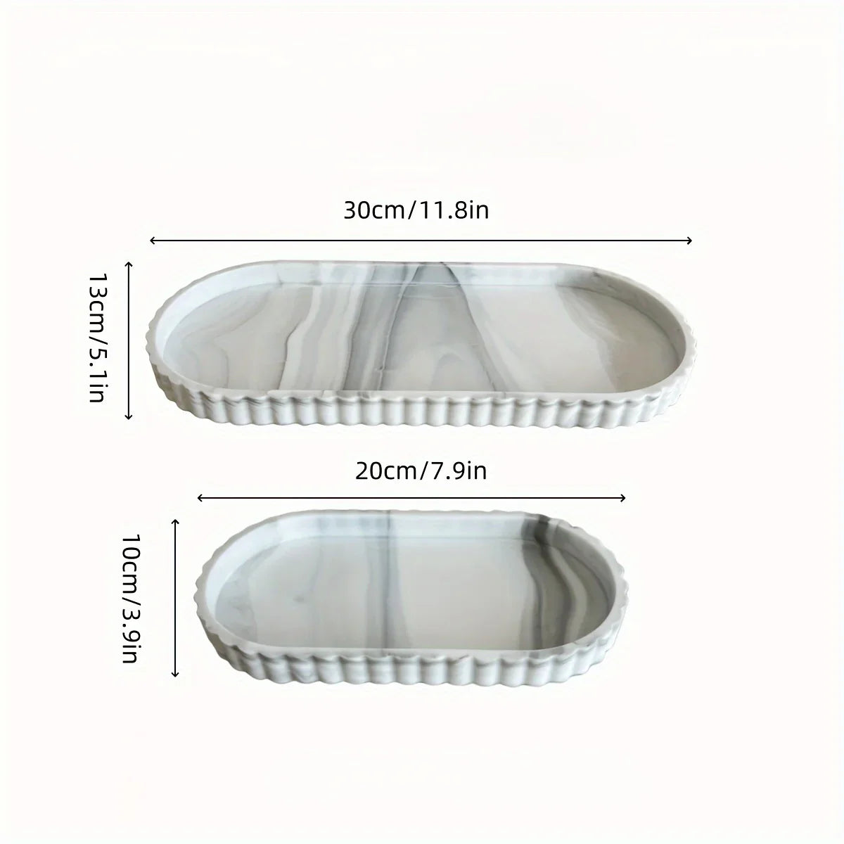 Marble pattern vanity tray set