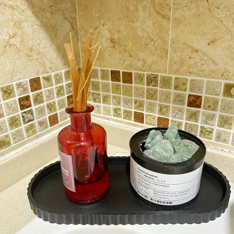 Marble pattern vanity tray set