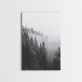 Misty Forest, Pine Trees, Foggy Morning, Canvas Print, Moody Nature Wall Art, Nordic Bedroom Decor, Monochrome Forest Landscape