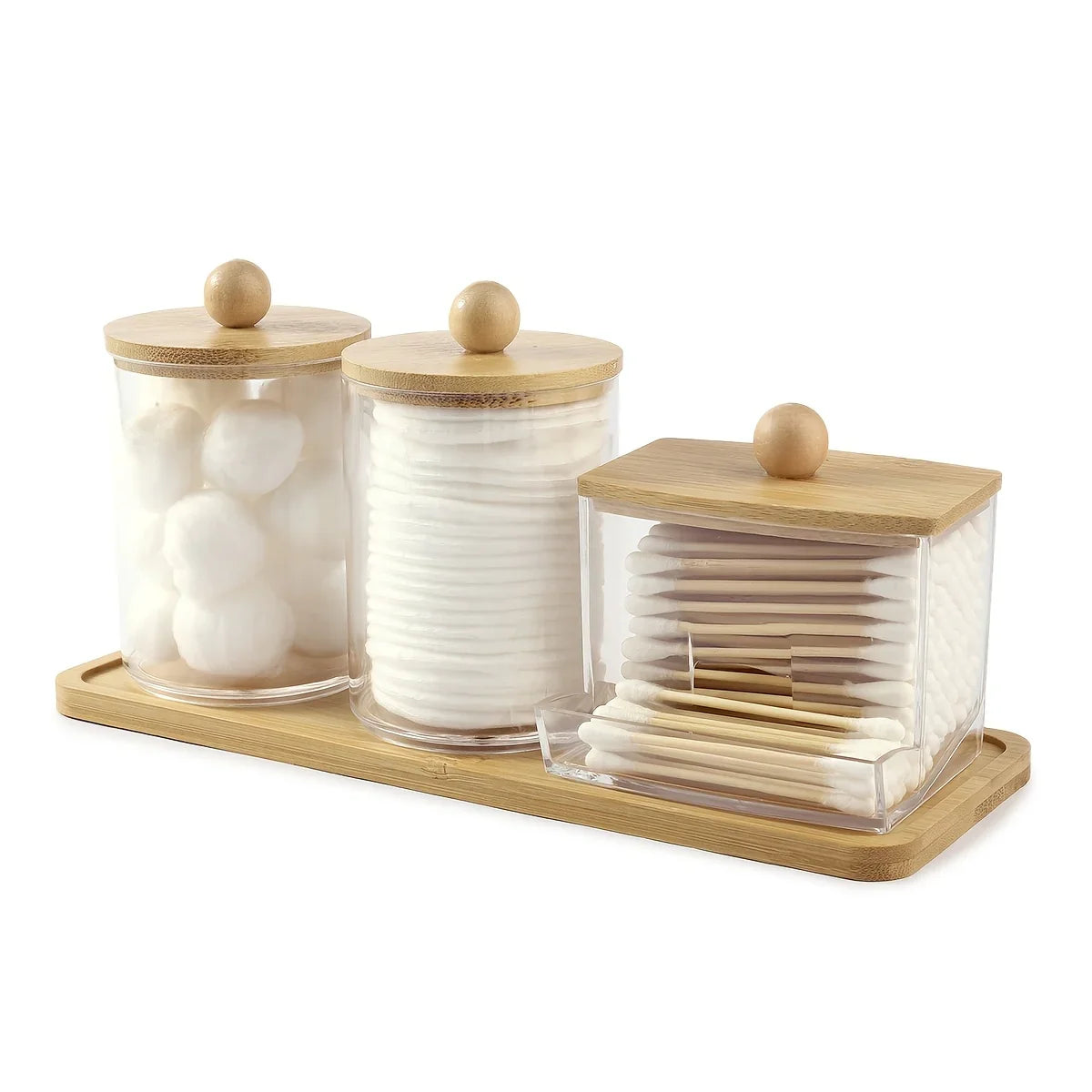 Clear Acrylic Apothecary Jars with Bamboo Lids — 3 Pack