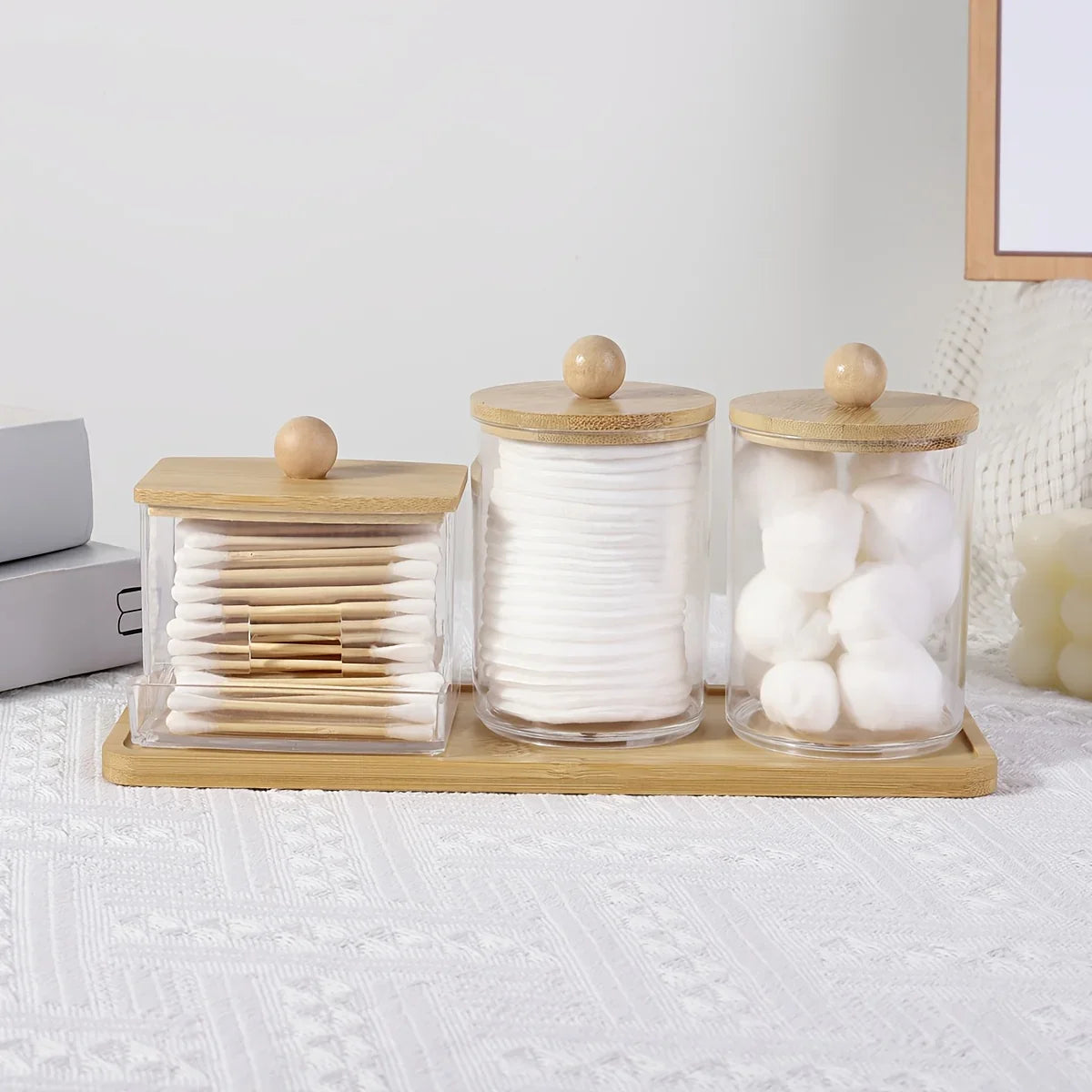 Clear Acrylic Apothecary Jars with Bamboo Lids — 3 Pack – alternate product view