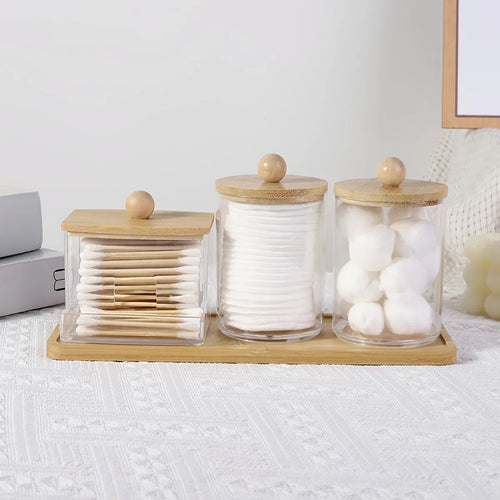 Clear Acrylic Apothecary Jars with Bamboo Lids — 3 Pack – alternate product view