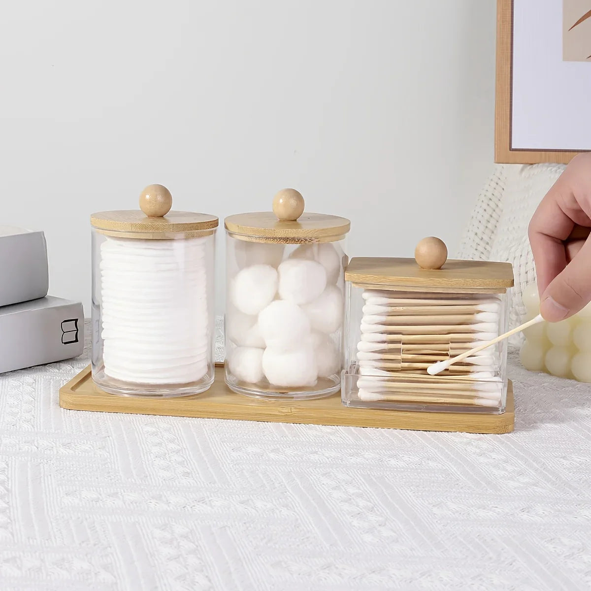 Clear Acrylic Apothecary Jars with Bamboo Lids — 3 Pack – alternate product view