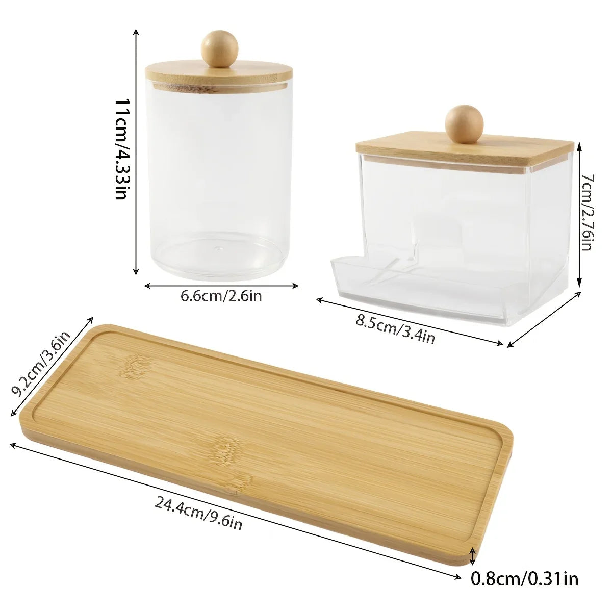 Clear Acrylic Apothecary Jars with Bamboo Lids — 3 Pack – alternate product view