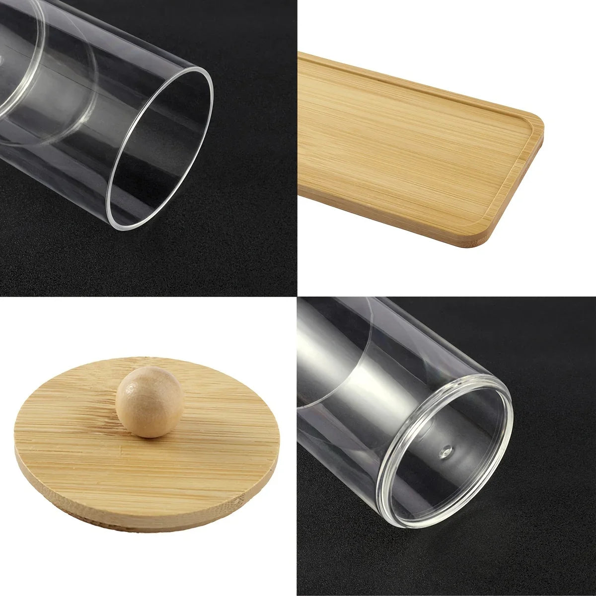 Clear Acrylic Apothecary Jars with Bamboo Lids — 3 Pack – alternate product view
