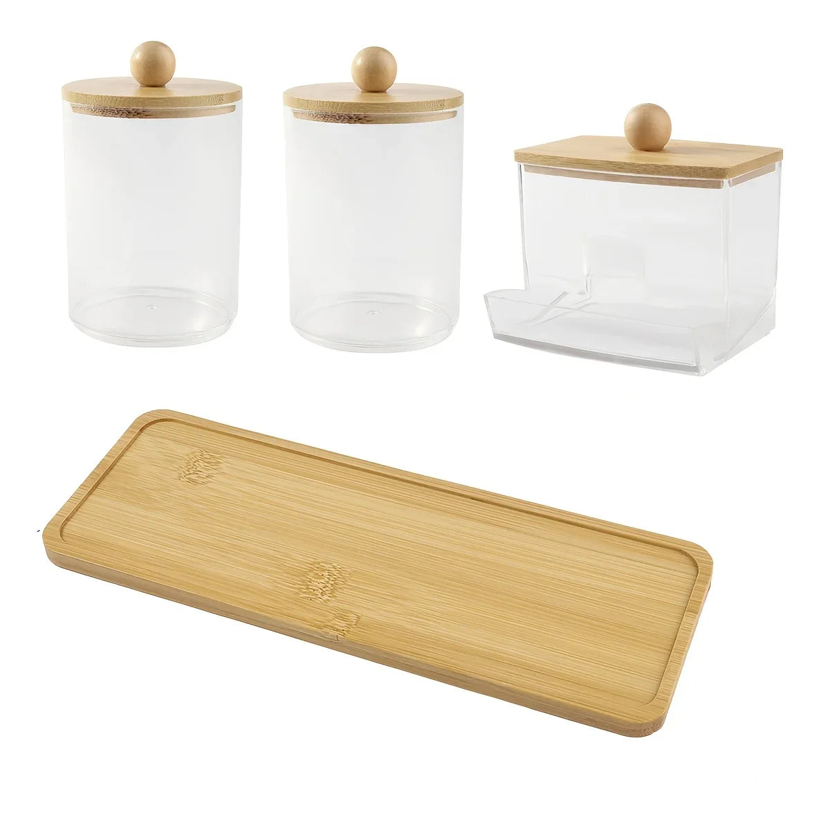 Clear Acrylic Apothecary Jars with Bamboo Lids — 3 Pack – alternate product view