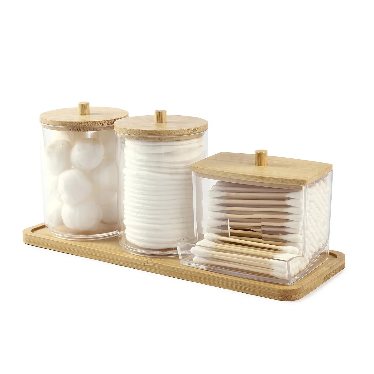 Clear Acrylic Apothecary Jars with Bamboo Lids — 3 Pack – alternate product view