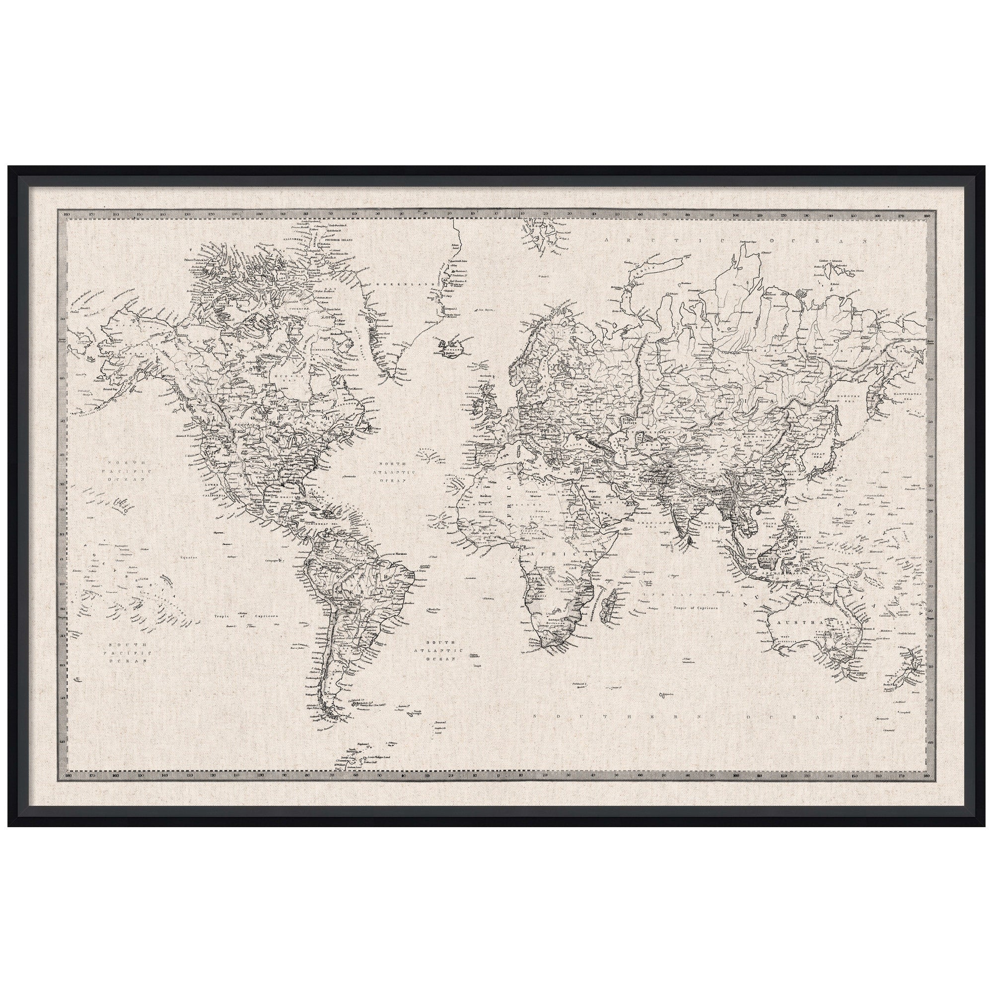 Vintage World Map Fabric Pinboard