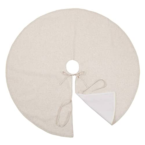 Red Piping Linen-Blend Christmas Tree Skirt — 56"