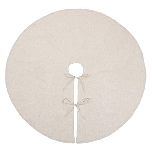 Red Piping Linen-Blend Christmas Tree Skirt — 56"
