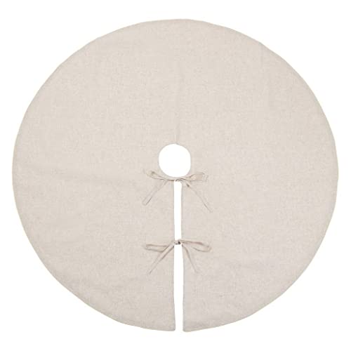 Red Piping Linen-Blend Christmas Tree Skirt — 56"