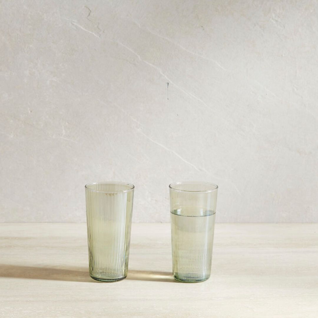 Lumia Tall Ribbed Glass Tumbler