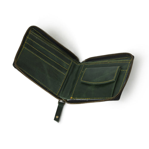 Adams Buffalo Leather Bi-Fold Wallet – Green