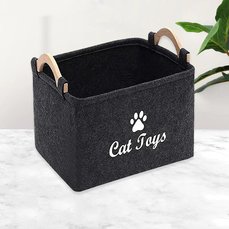 Felt pet toy storage basket