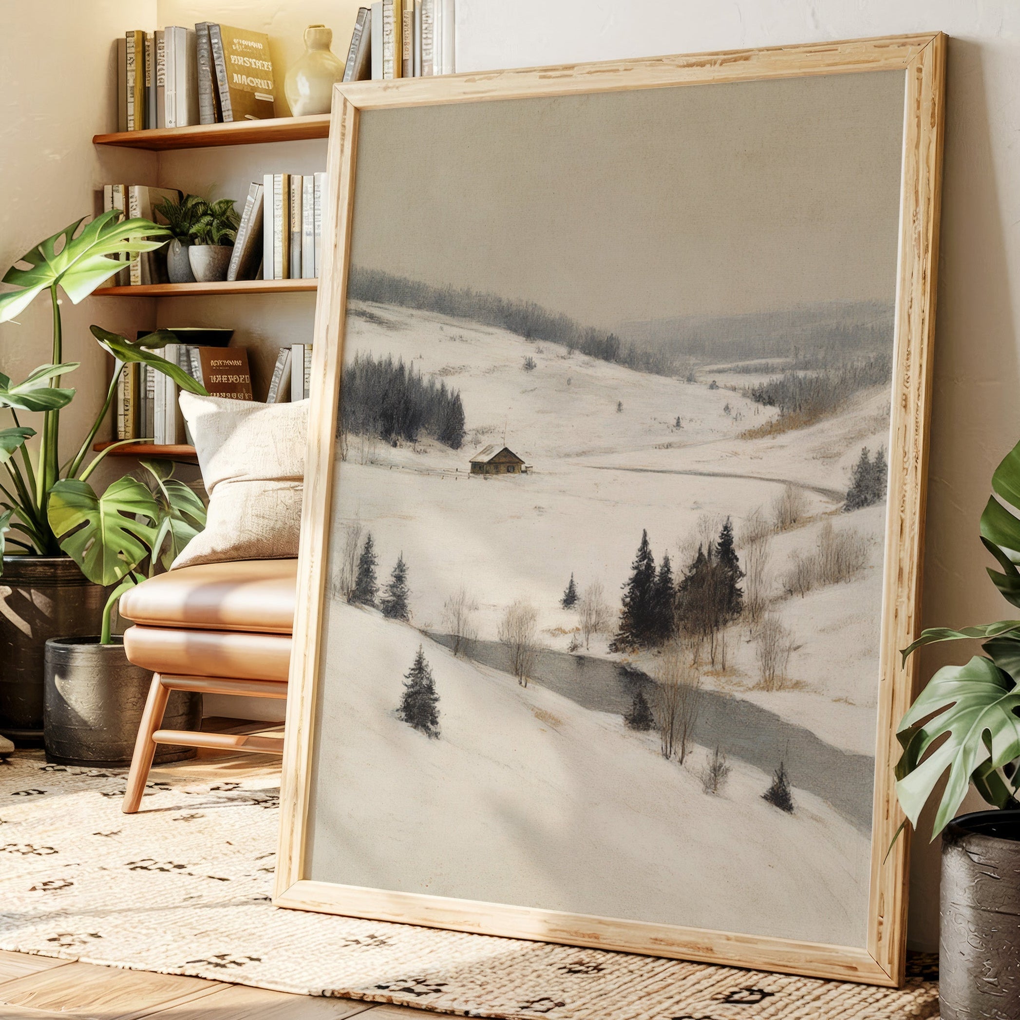 A Cabin Stands Amidst Winter's Embrace wall art by Kooly