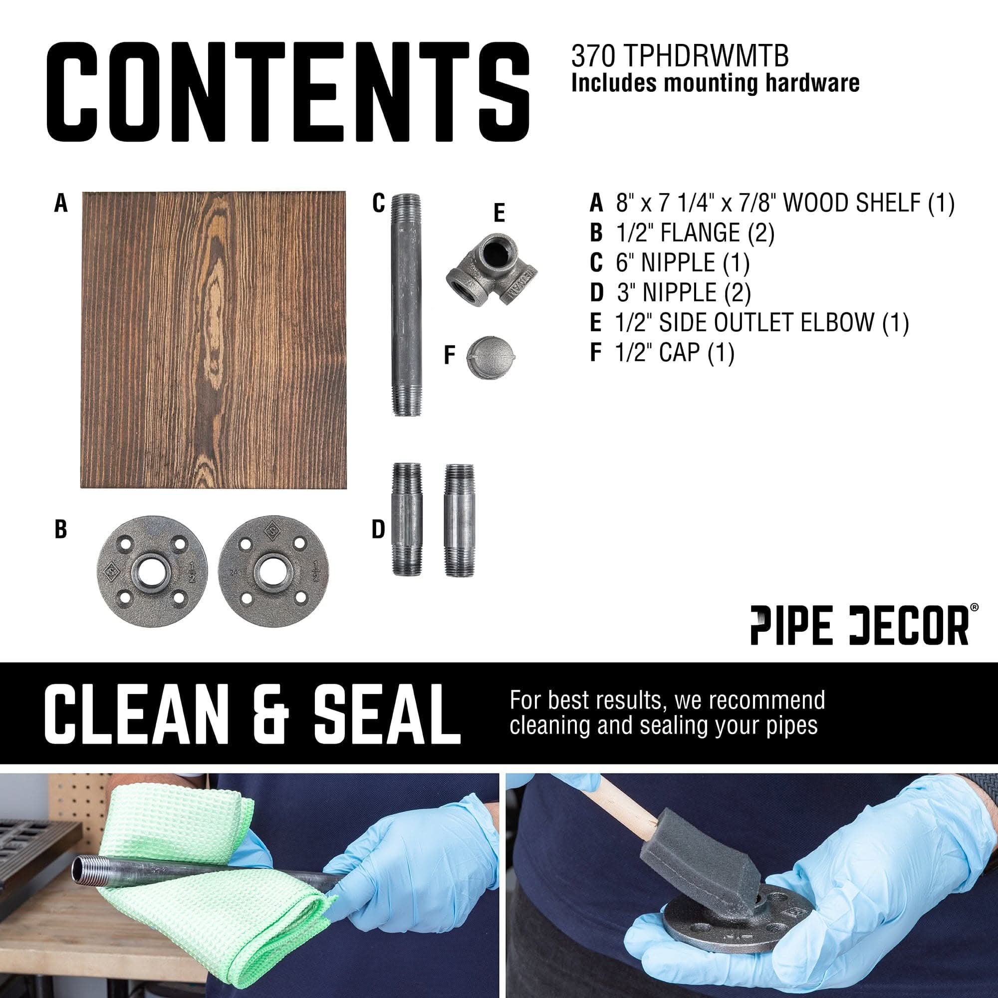 Black pipe toilet paper holder with wood shelf