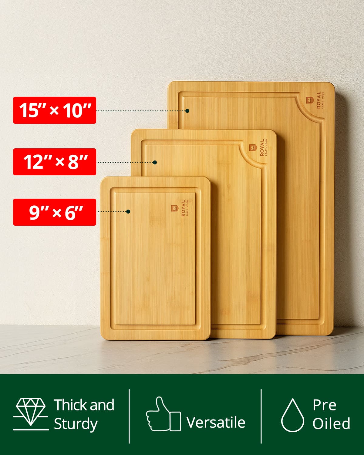 Bamboo Cutting Boards — Set of 3 – alternate product view