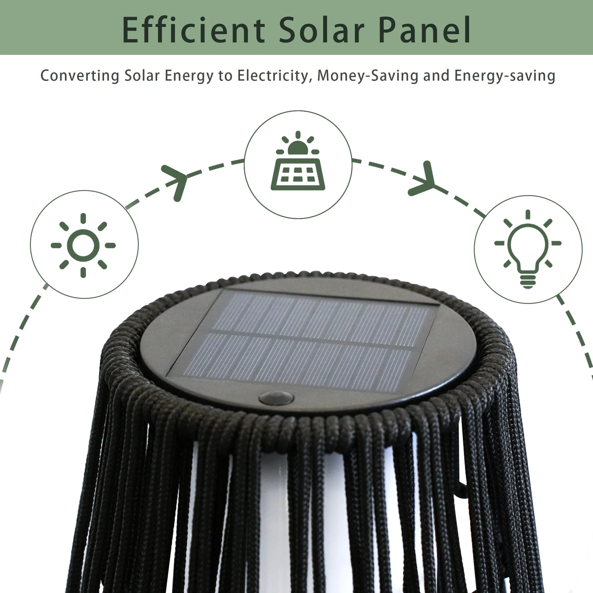 2-Piece Grey Solar Wicker Patio Lamp Set
