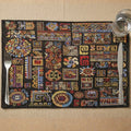 DaDa Bedding Set of 4-Pieces Ethnic Ornaments Geometric Black Tapestry Dining Placemats 13” x 19” (18118)