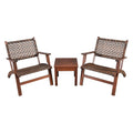 3-Piece Wood & Rattan Patio Set