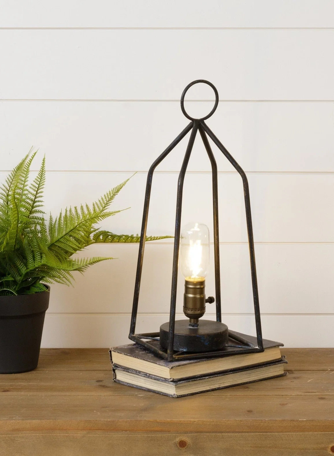 Black iron LED lantern