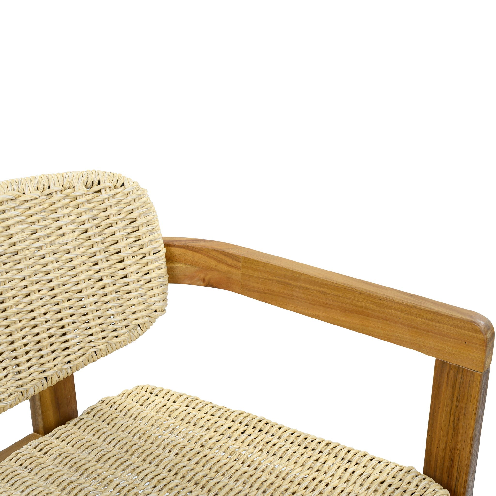 Acacia Wood & Rattan Patio Armchairs - Set of 2