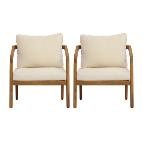 Acacia and wicker patio chair set
