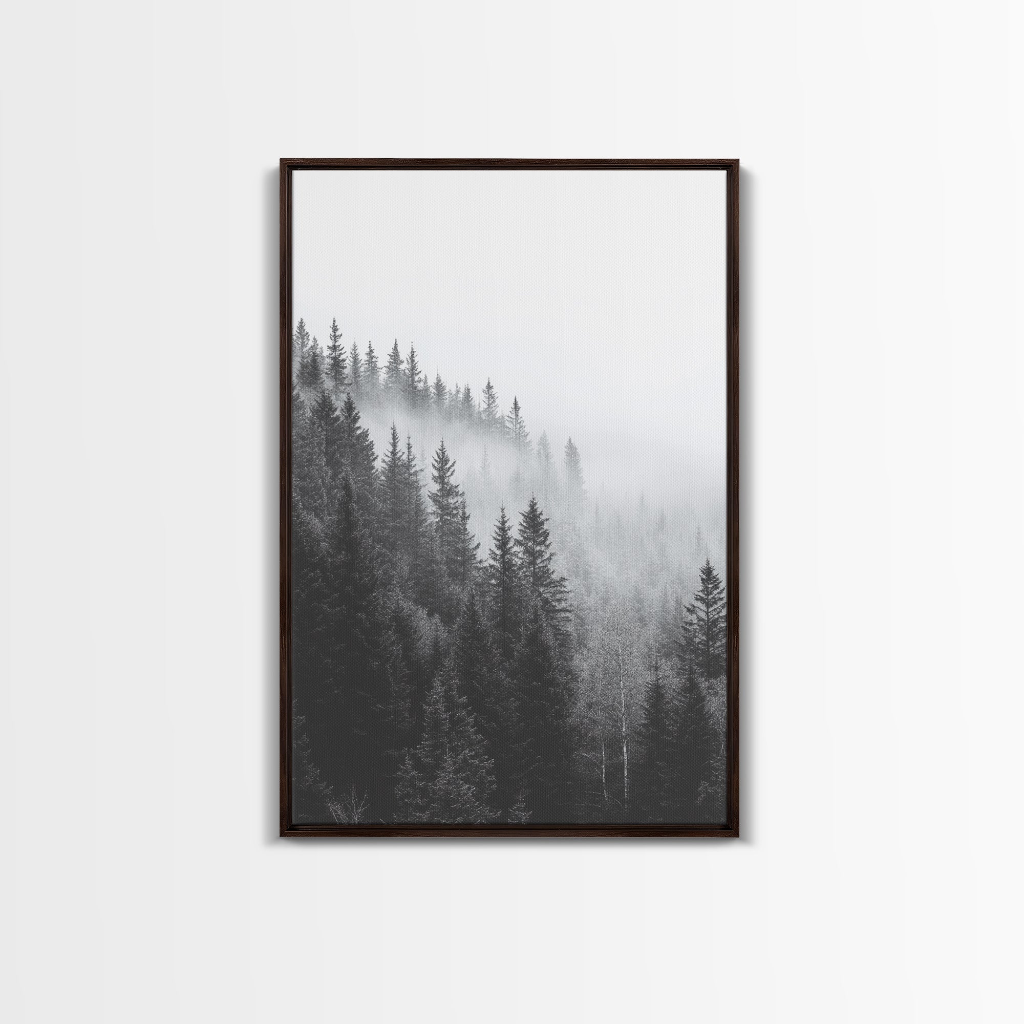 Misty Forest canvas framed in light oak