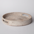 404 round white rattan tray