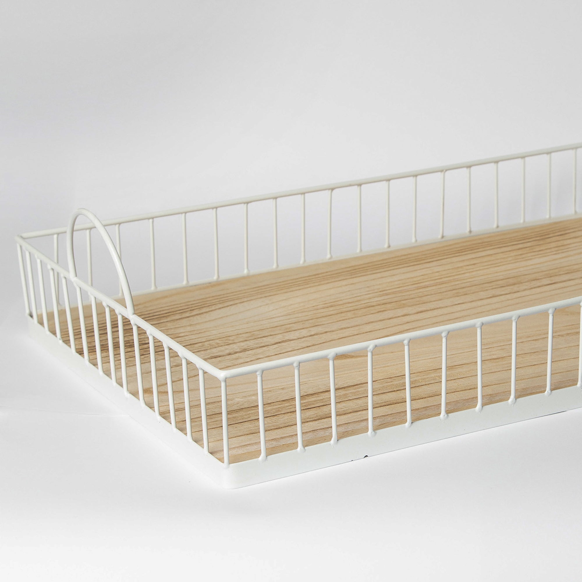 Rectangular metal and wood decorative tray product image