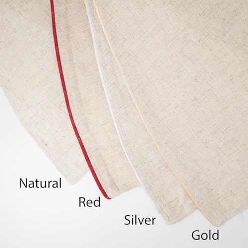 Red Piping Linen-Blend Christmas Tree Skirt — 56"