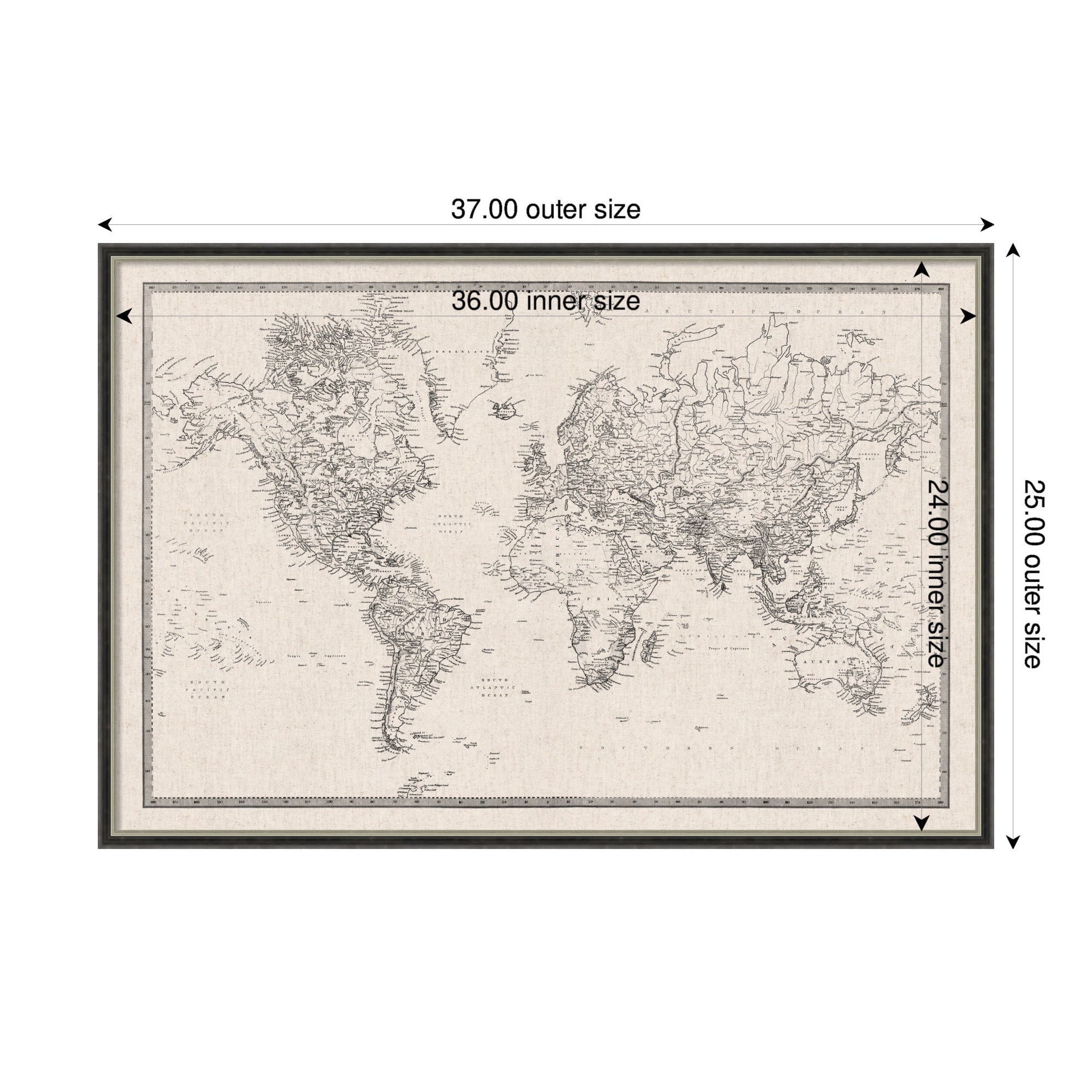 Vintage World Map Fabric Pinboard