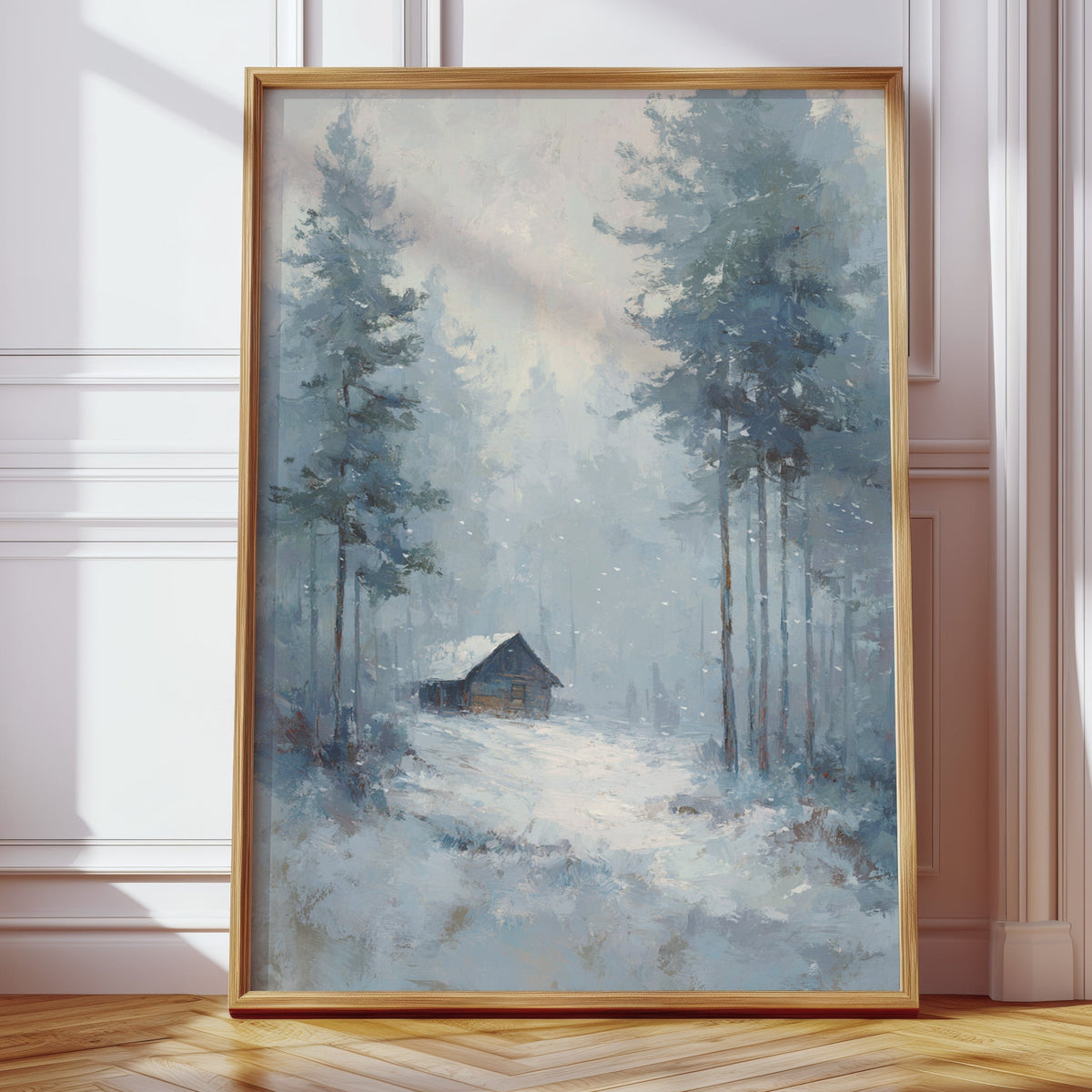 A Cabin Lost in Frosted Haze wall art by Kooly