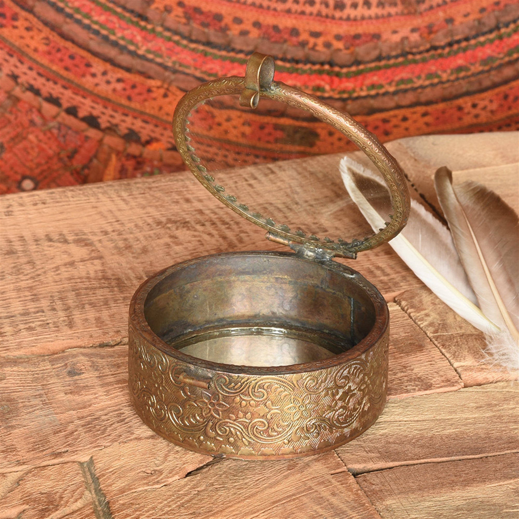 Mirrored brass trinket box
