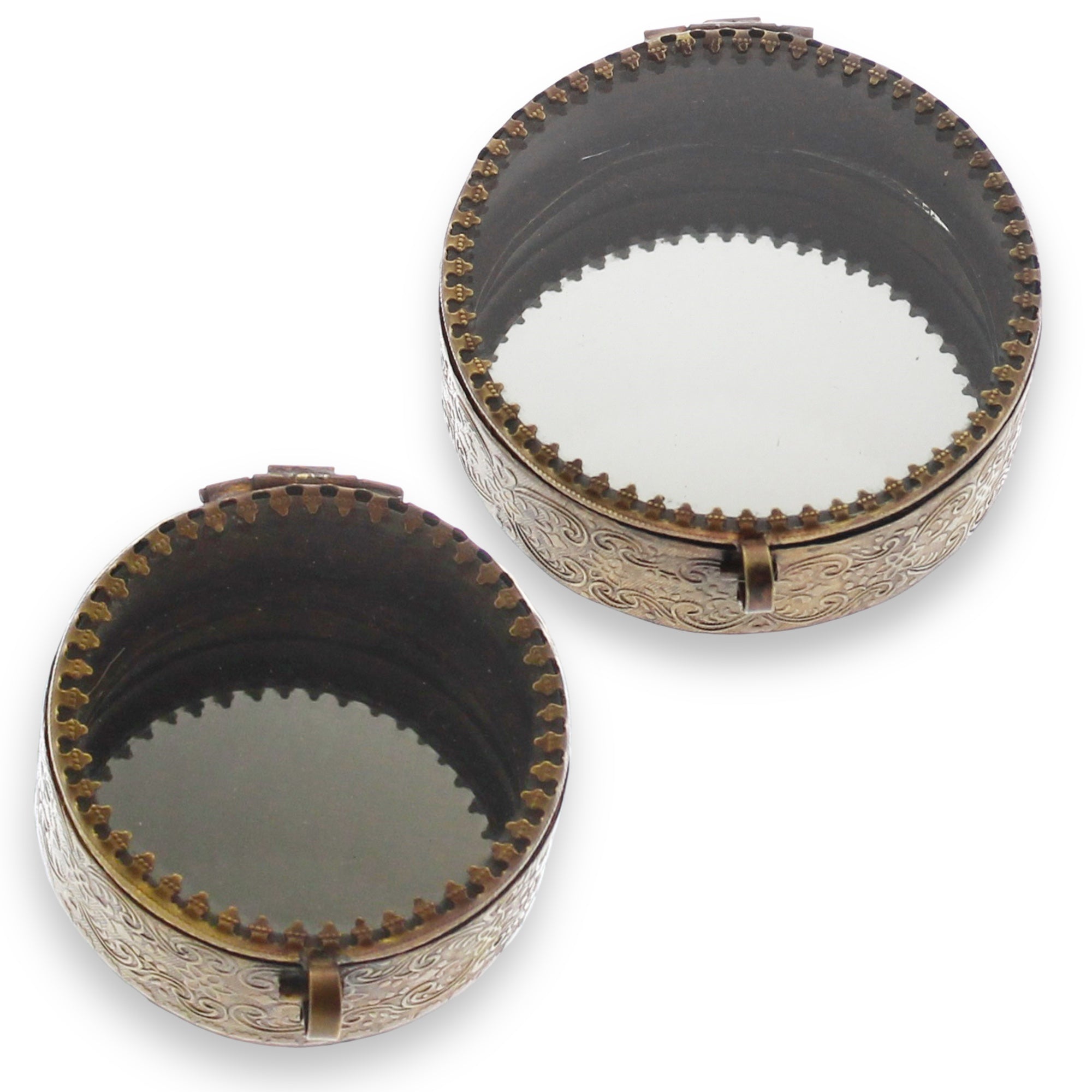Mirrored brass trinket box