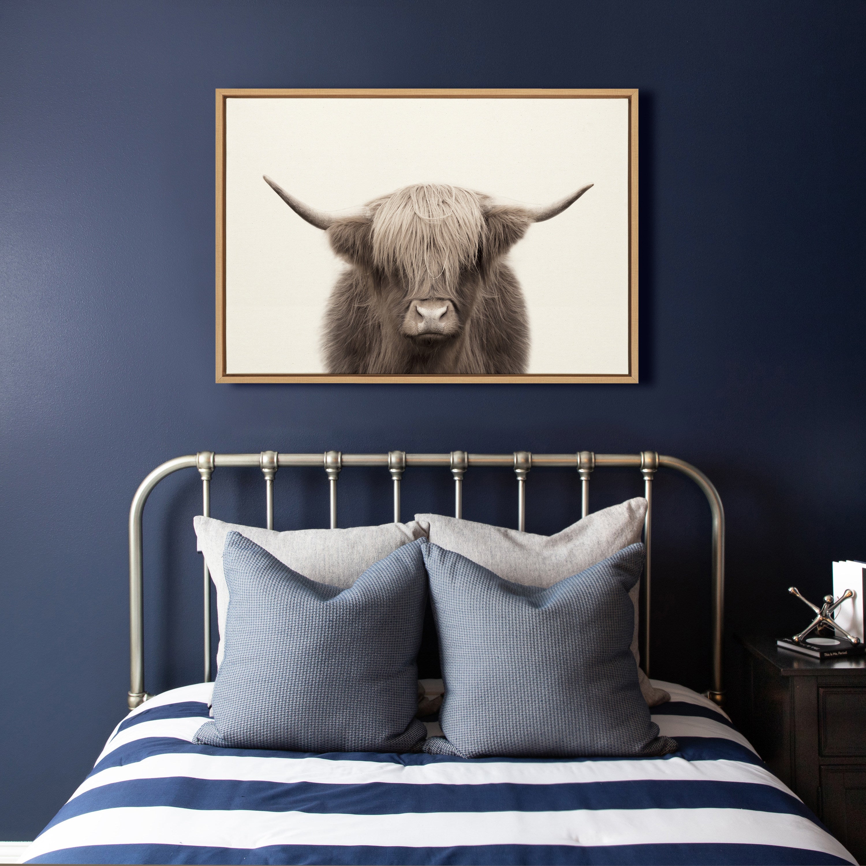 Sylvie Hey Dude Highland Cow Framed Canvas Art