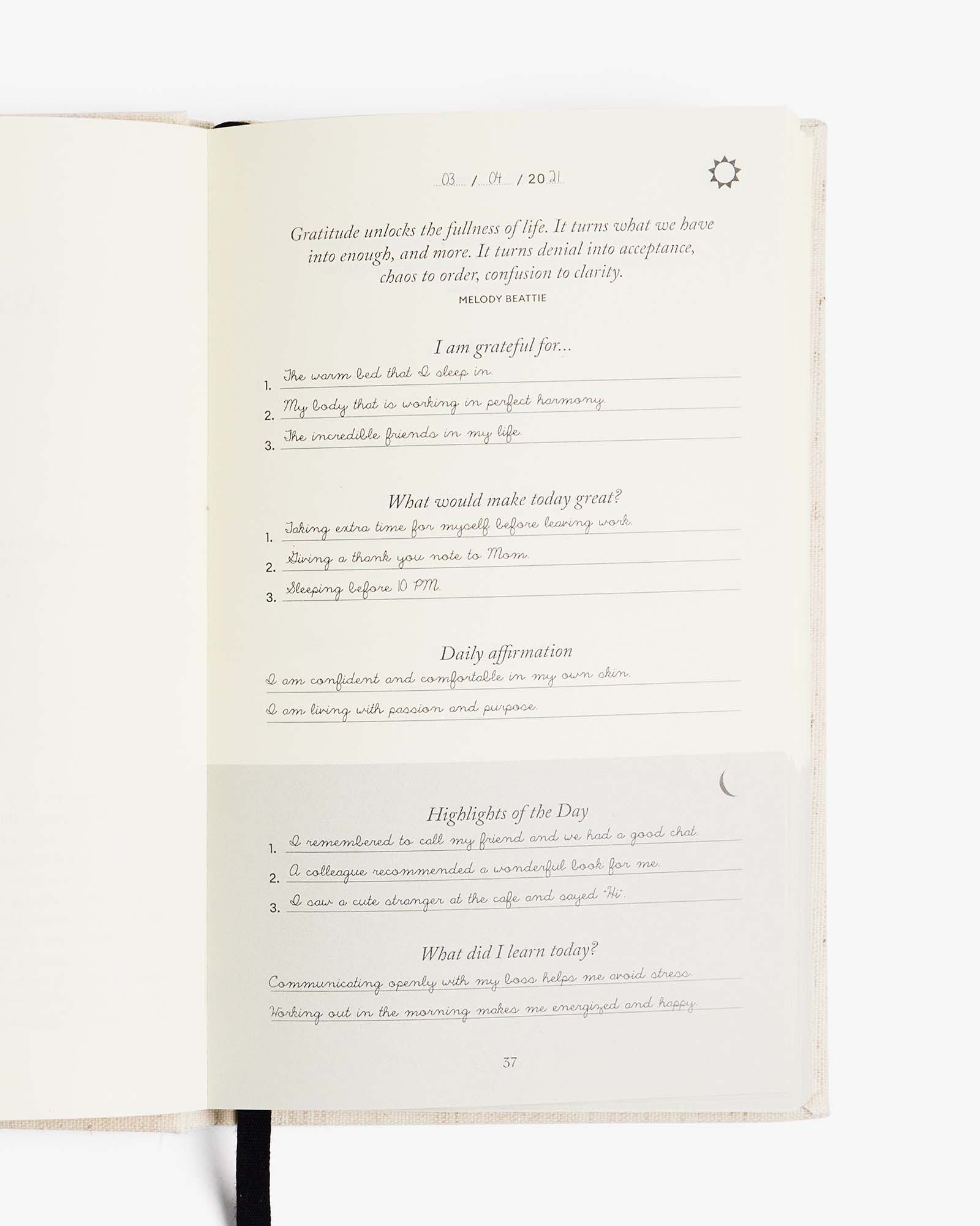 Five Minute Journal Original Linen interior detail