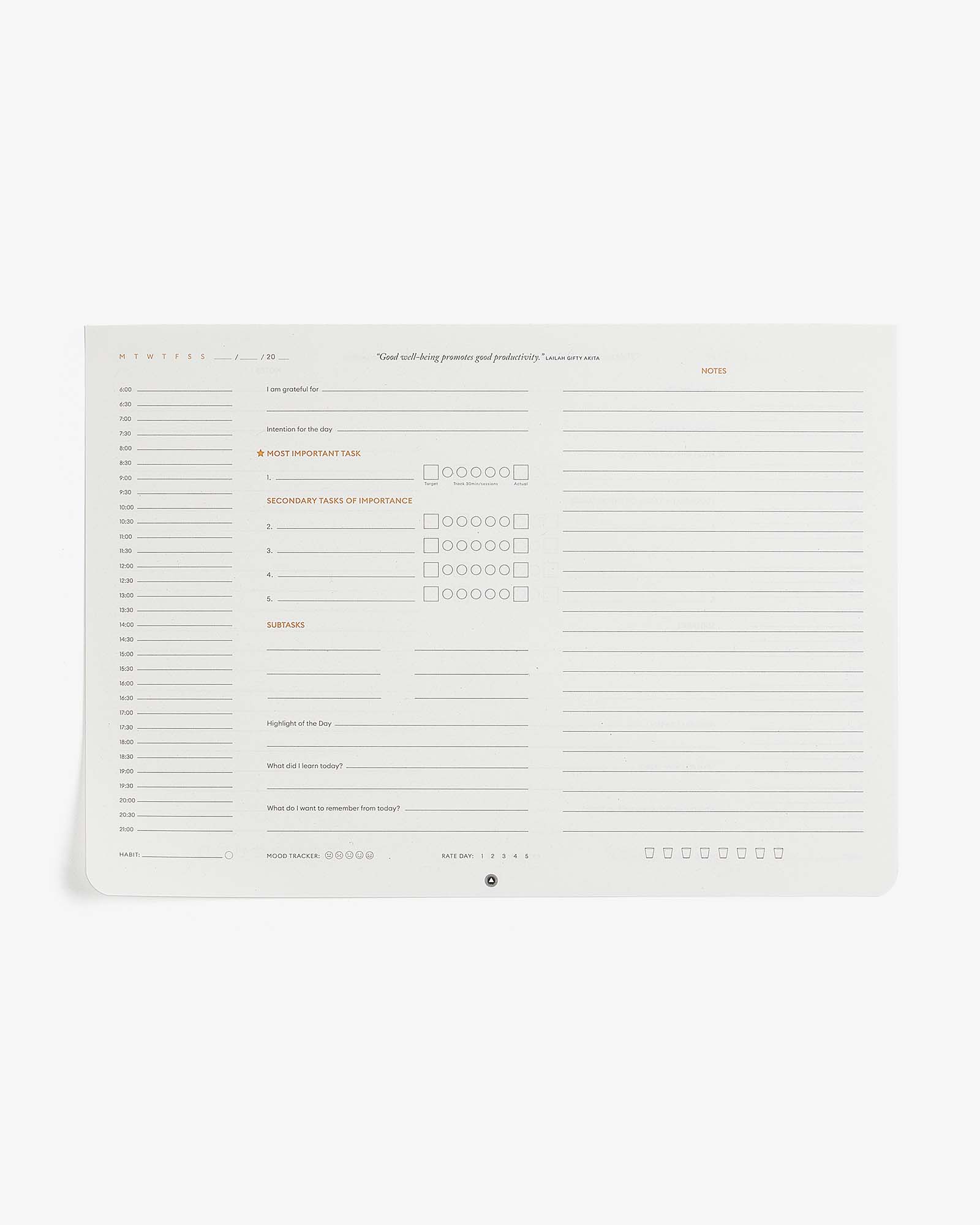 Productivity daily desk pad