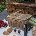 Classic rattan picnic basket with carry handles