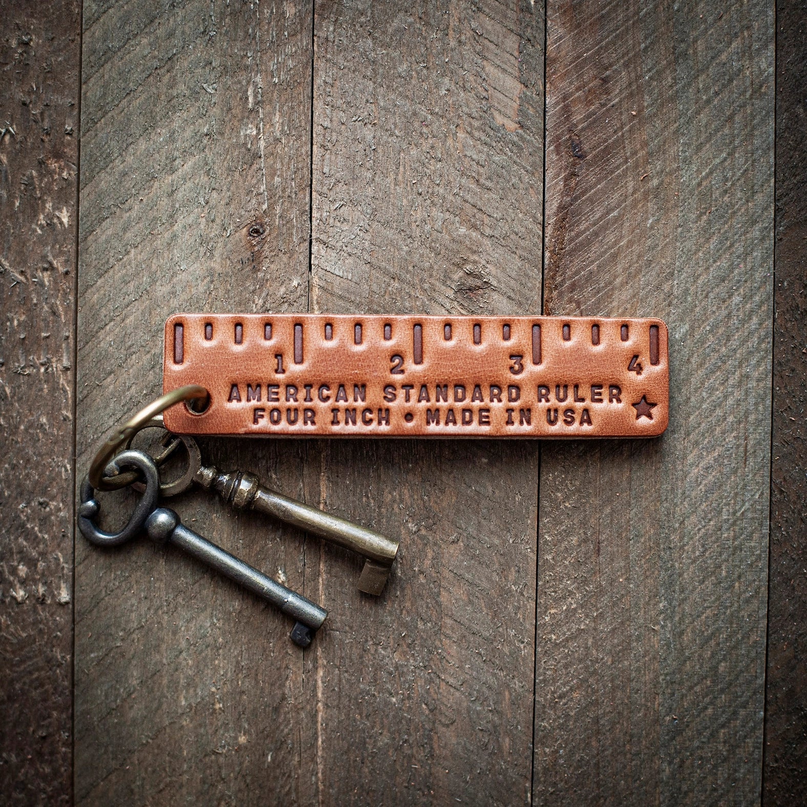 Leather ruler keychain
