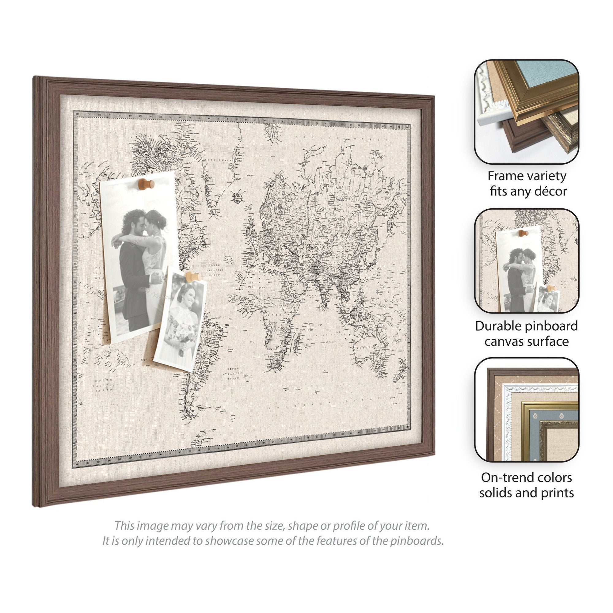 Vintage World Map Fabric Pinboard