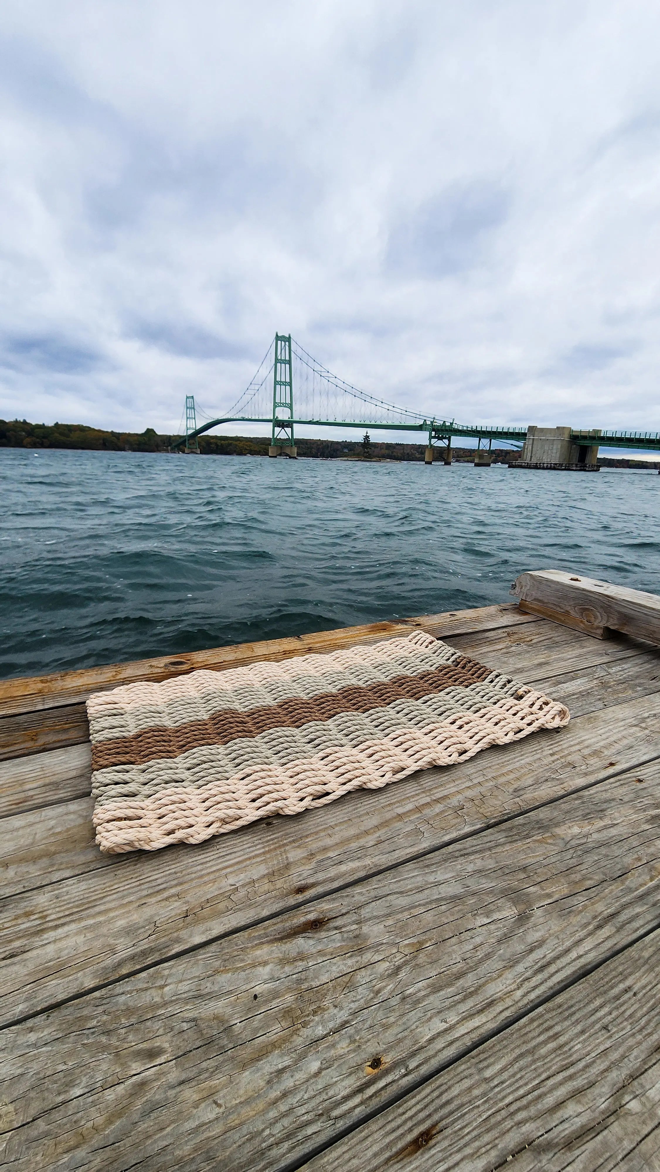 Light Tan, Tan & Brown 5-Stripe Lobster Rope Doormat