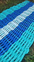 Teal, Blue & Seafoam 5-Stripe Lobster Rope Doormat