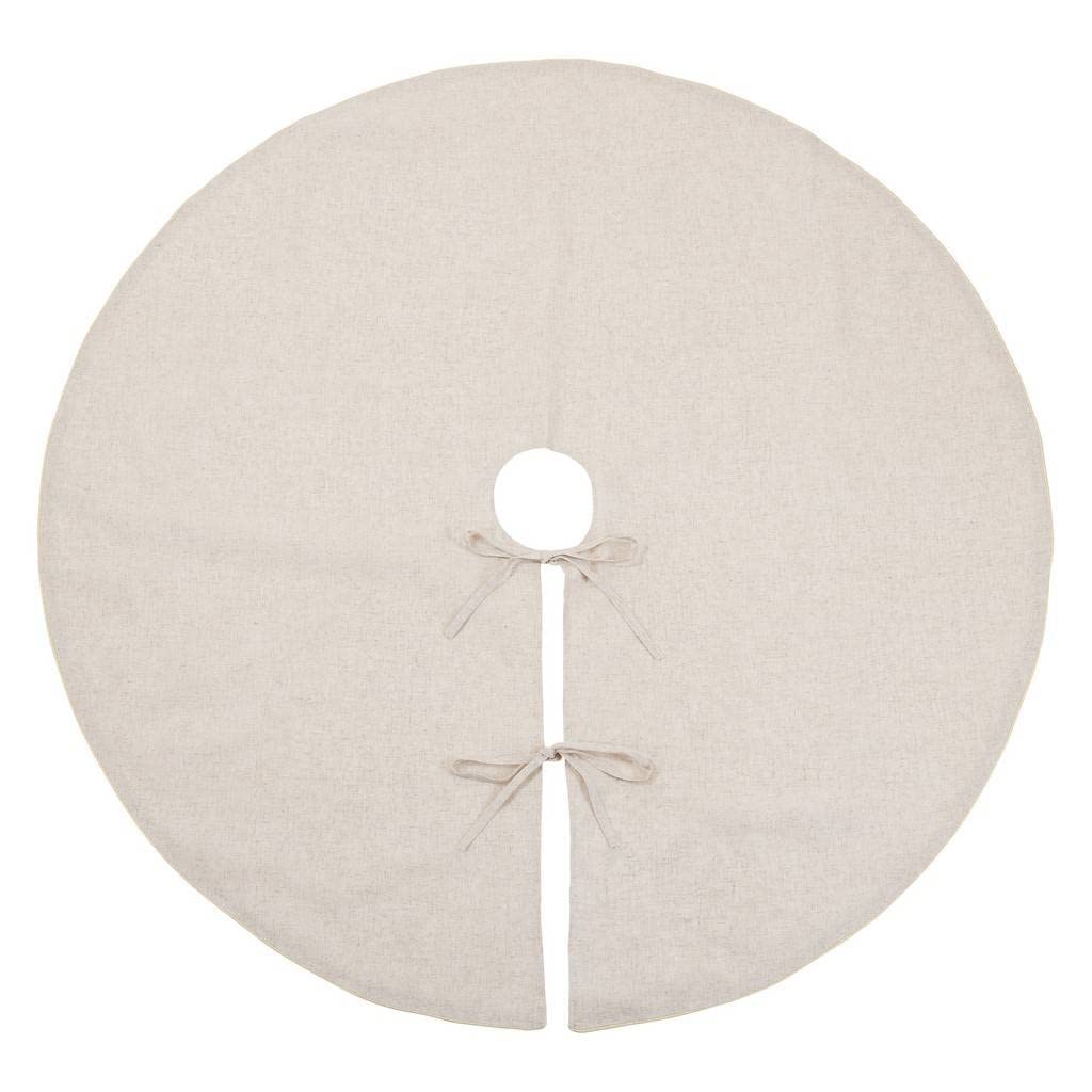Red Piping Linen-Blend Christmas Tree Skirt — 56"