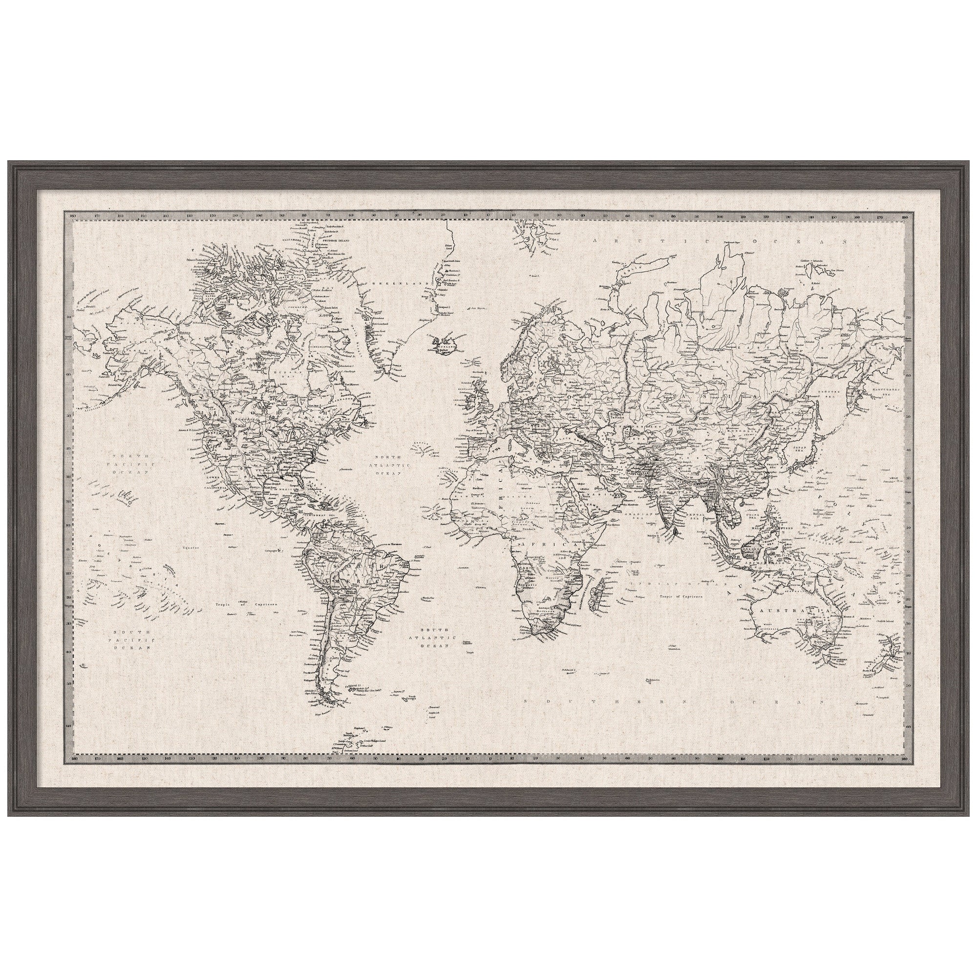 Vintage World Map Fabric Pinboard