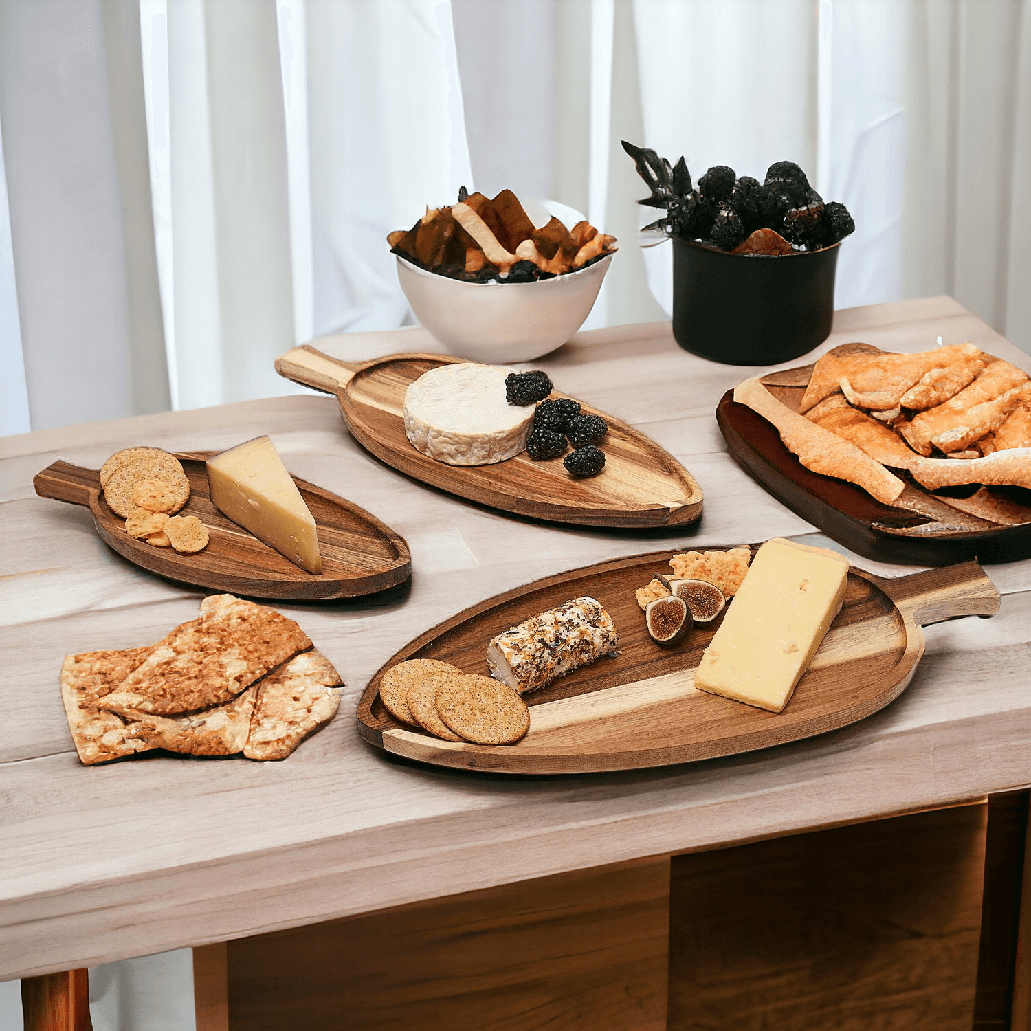 Acacia Leaf Serving Trays — 3 Sizes