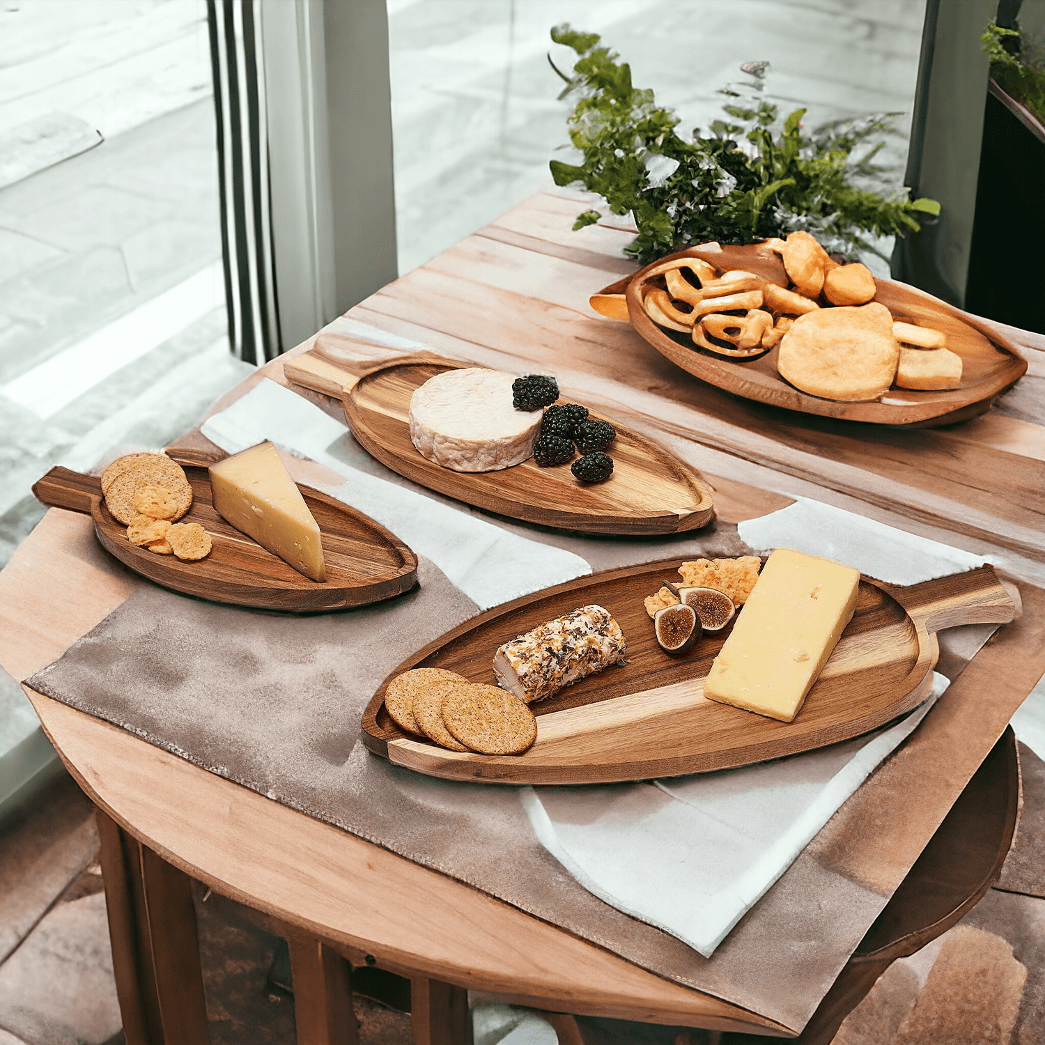 Acacia Leaf Serving Trays — 3 Sizes
