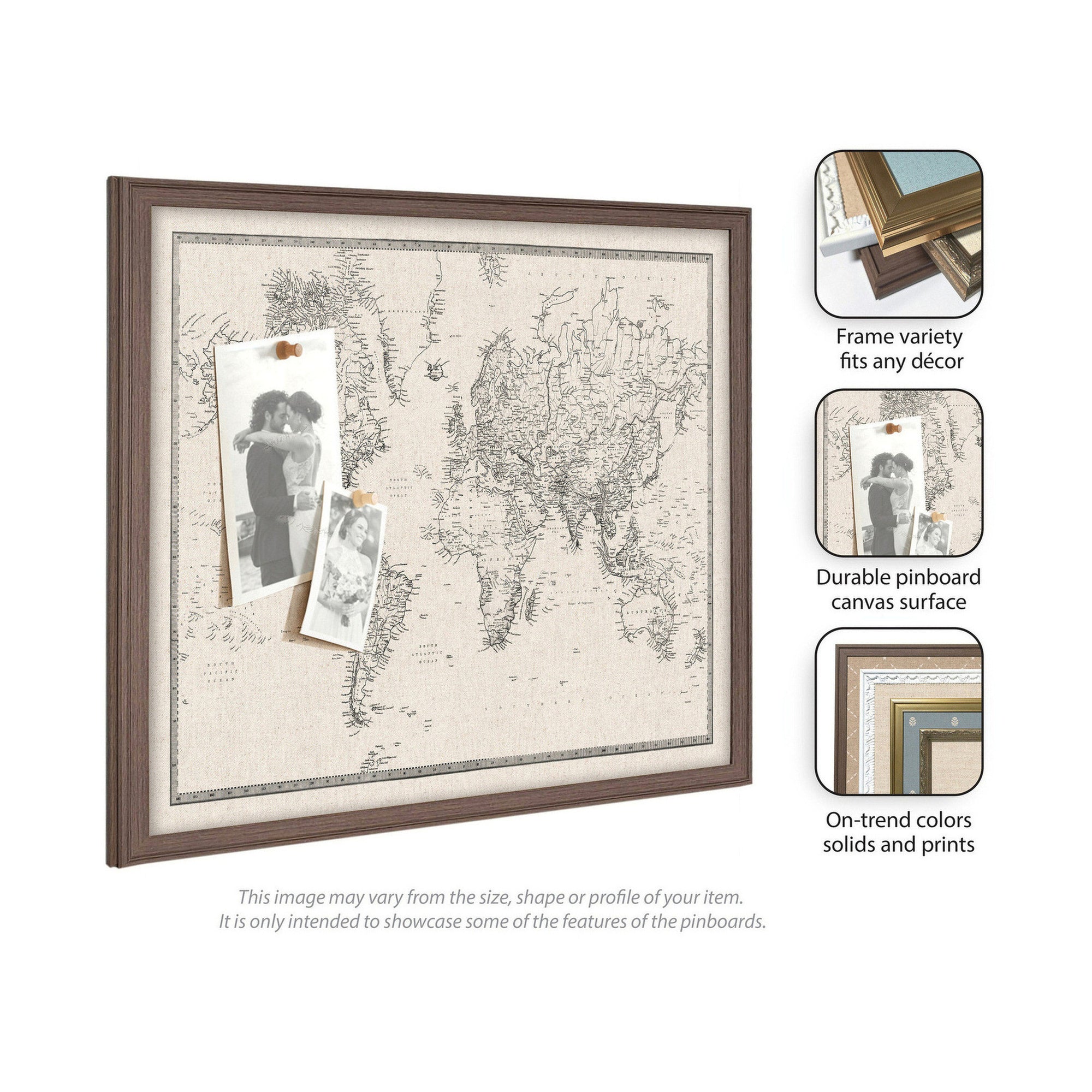 Vintage World Map Fabric Pinboard