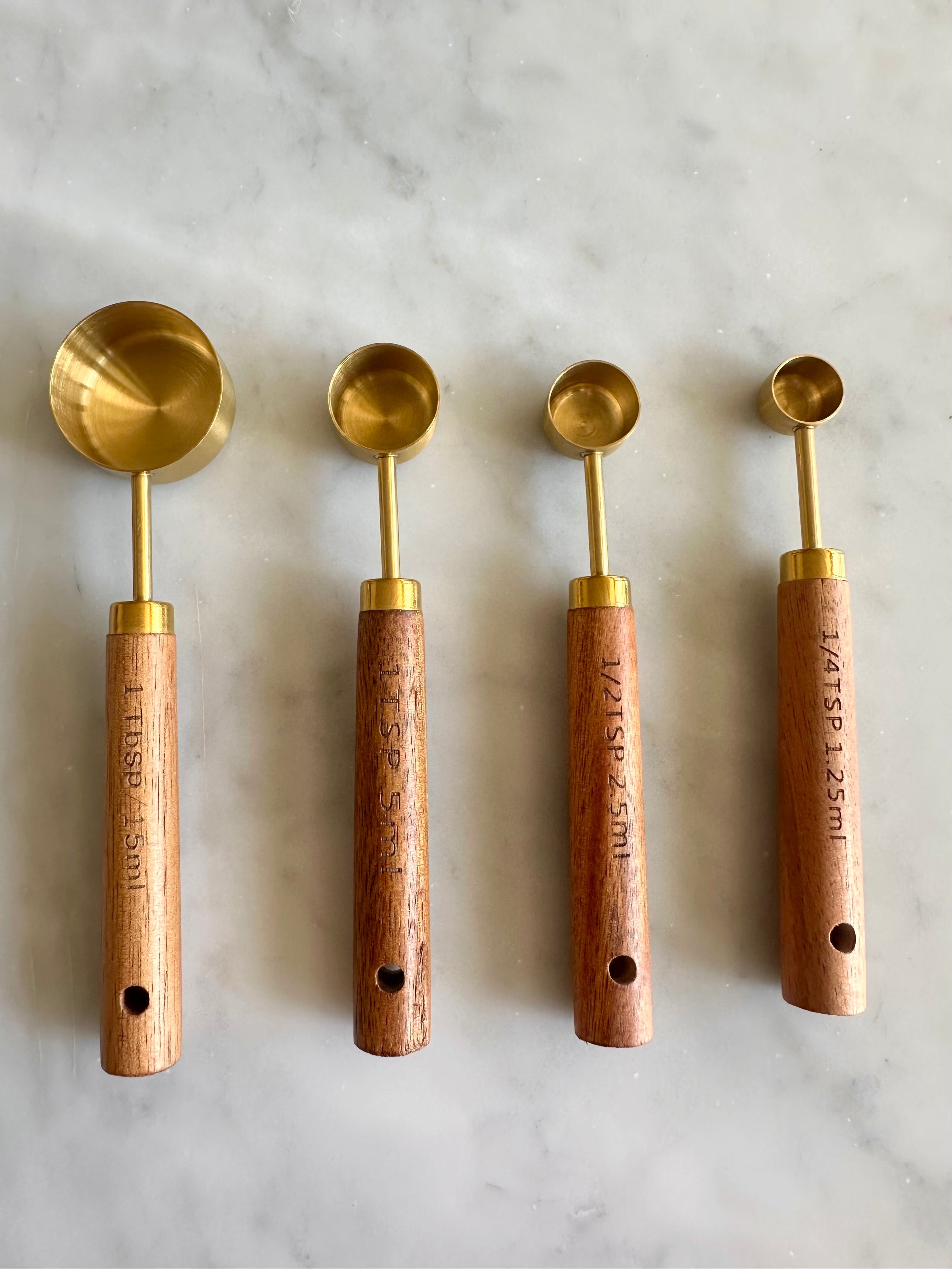 Montecito Acacia Wood & Gold Measuring Set — 8 Piece – alternate product view
